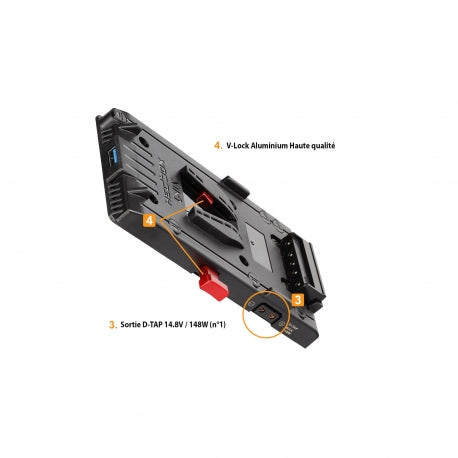 Adaptateur V-lock 3 D-Tap pour BMPCC 4K