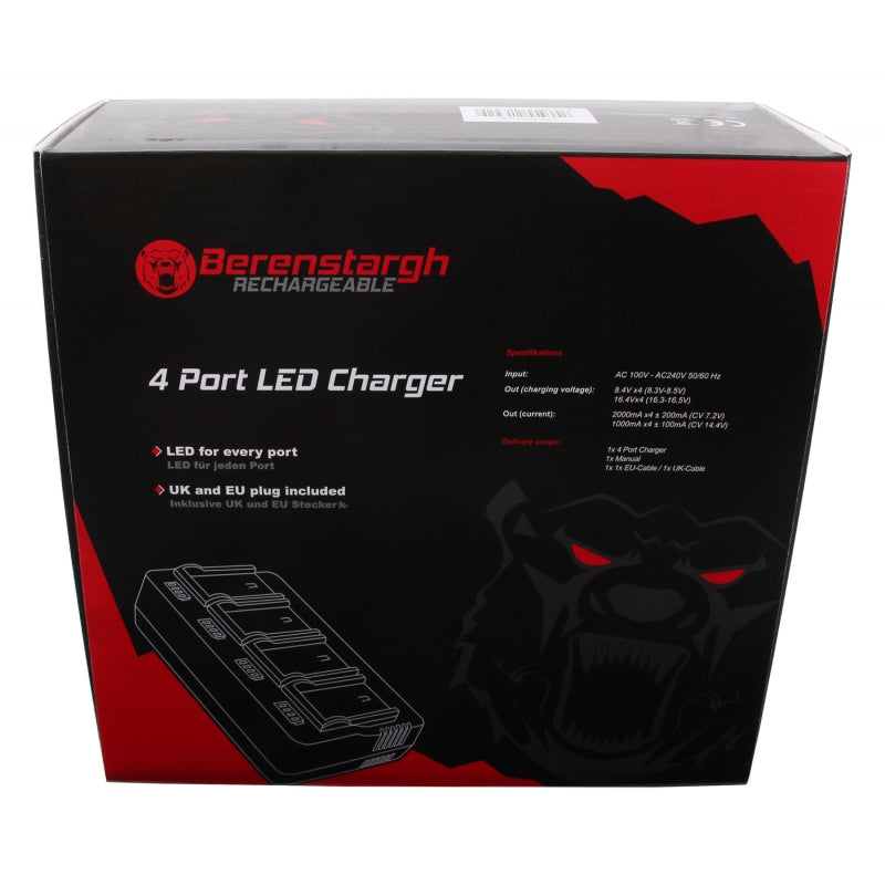 Berenstargh Chargeur 4 canaux simultanés 8.4V/16.8V pour Canon BP-A60, 14.4V