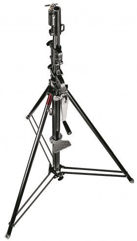 MANFROTTO - Geared Wind-Up Stand With Safety Release Cable, Black Chrome